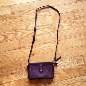 Plum colored leather purse/clutch